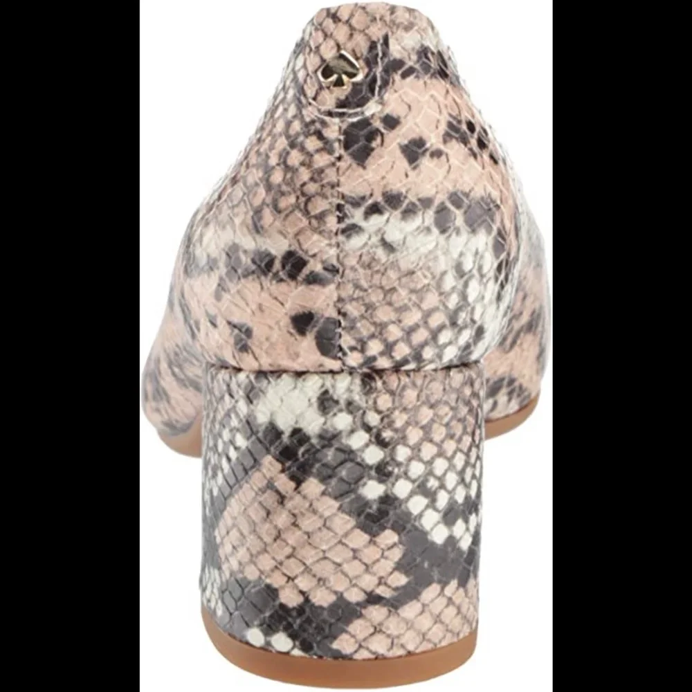 Kate Spade Beverly Snake‑Print Block Heel Pumps Slip‑On Round Toe Shoe Heels 9